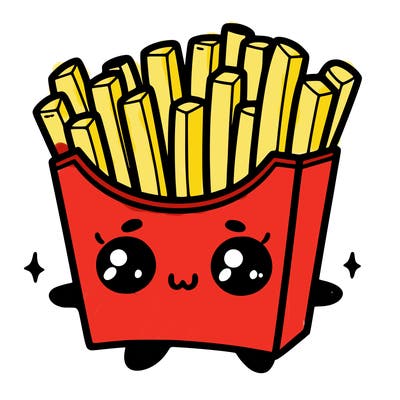 a cute. french fries