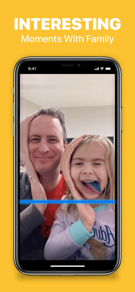 Time warp scan filter, slider - Father and daughter using a time warp scan filter to create funny distorted faces