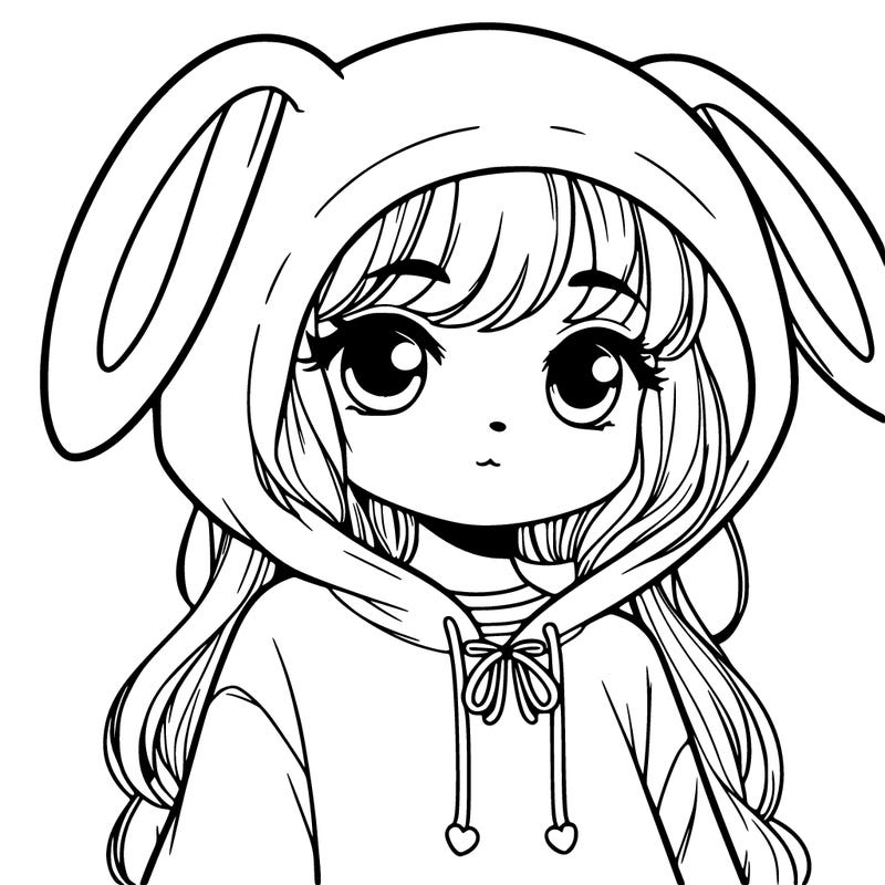 a girl dressed in a bunny hoodie