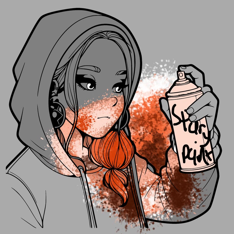 a realistic girl, spray painting