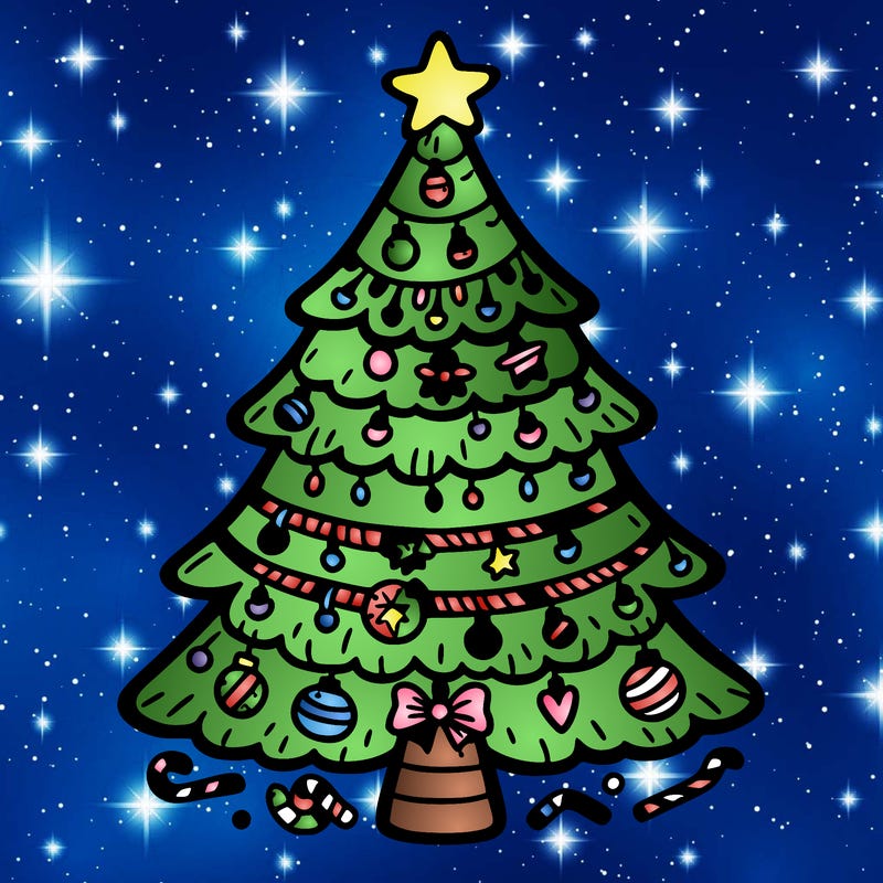 christmas tree with lots of details