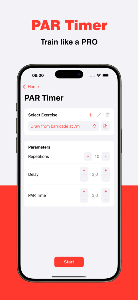 Shoot utilities IPSC - USPSA - PAR Timer interface in the Shoot Utilities app for dry fire shooting training