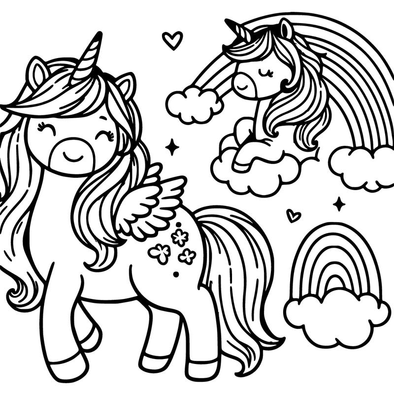 pink unicorns with fluffy rainbows