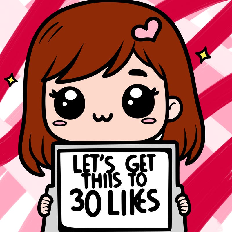 girl holding sign that says let’s get this to 30 likes