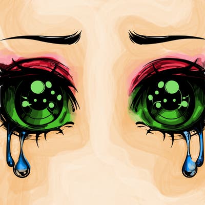 realistic eyes with tears