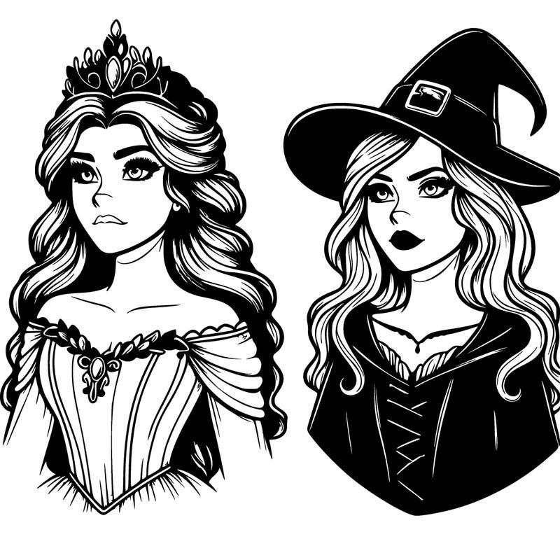 princess and witch realistic