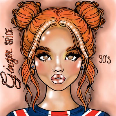 realistic girl with two buns in hair and lips