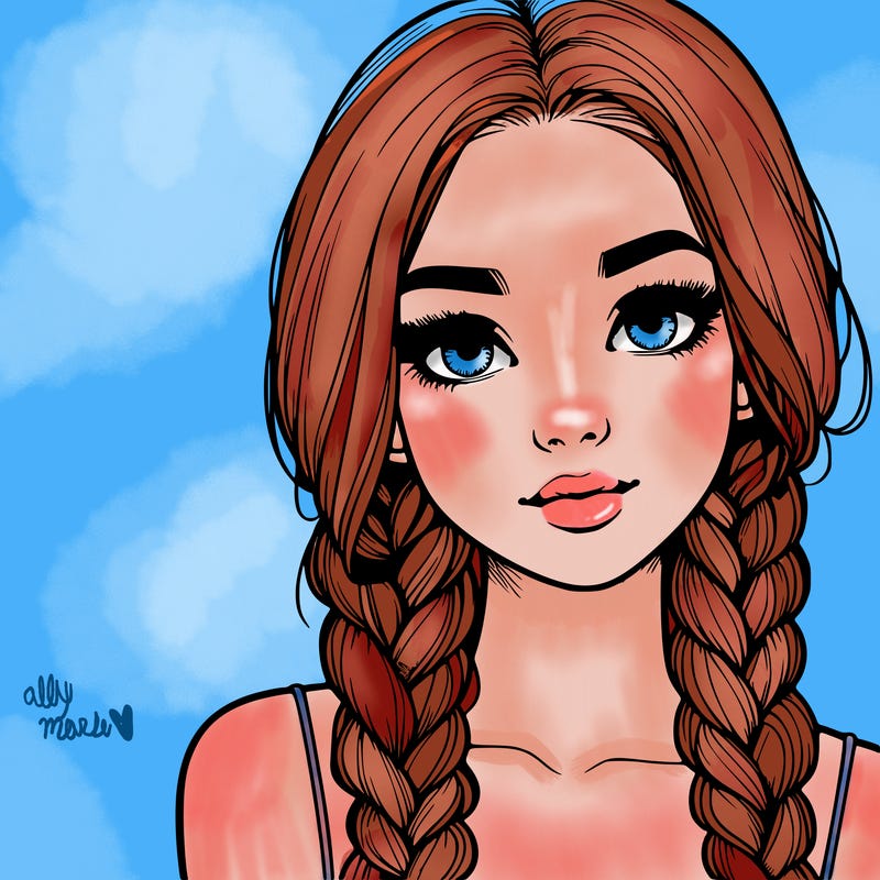 realistic girl with braids
