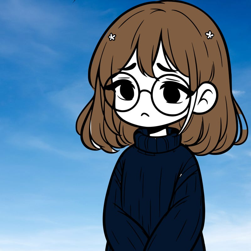 sad girl with glasses in a sweater