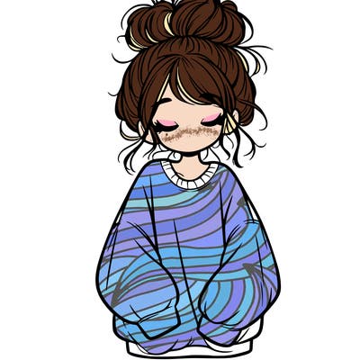 girl with baggy sweatshirt and messy bun