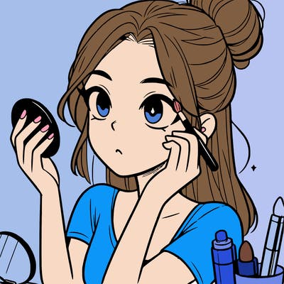 teenage girl doing makeup