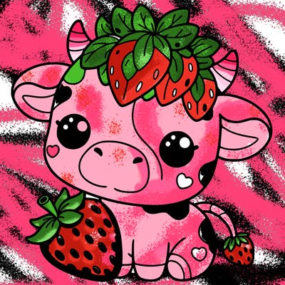 cute strawberry cow