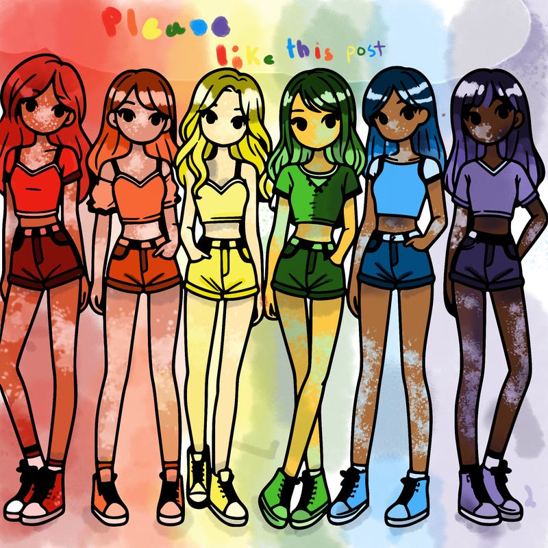 a group of girls wearing crop tops and shorts
