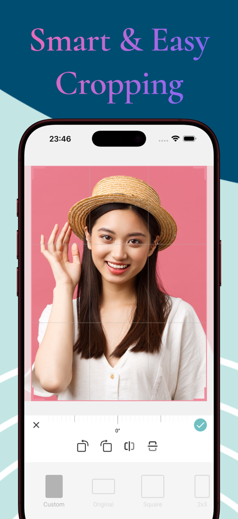 Pic Collage: AI Layout Maker - Smartphone screen displaying the smart cropping tool and aspect ratio options in the Pic Collage app.