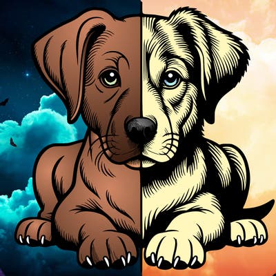 realistic dog split picture