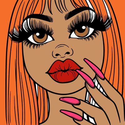 girl with big lips and long nails with long eyelashes