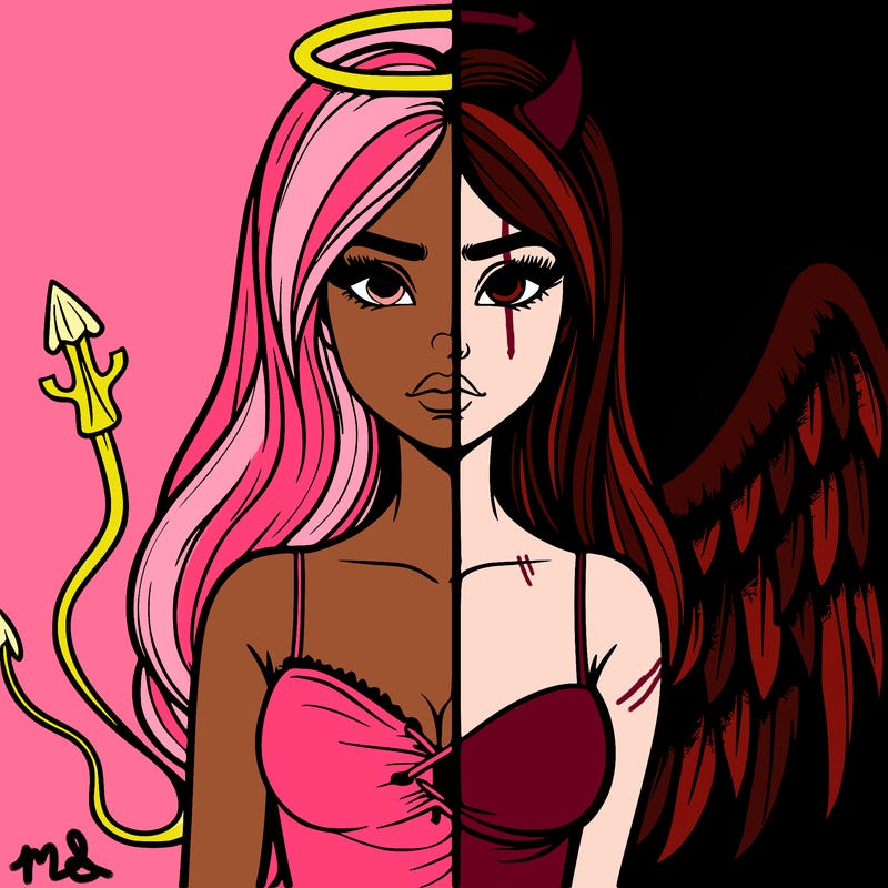 devil vs angel realistic girl