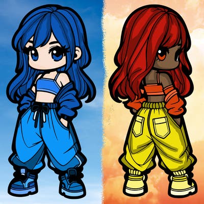 girl in crop top and baggy pants