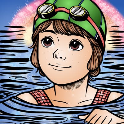 realistic girl swimmer