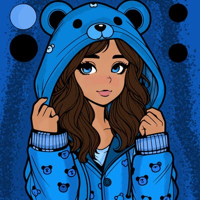 realistic girl in a animal pjs hoodie