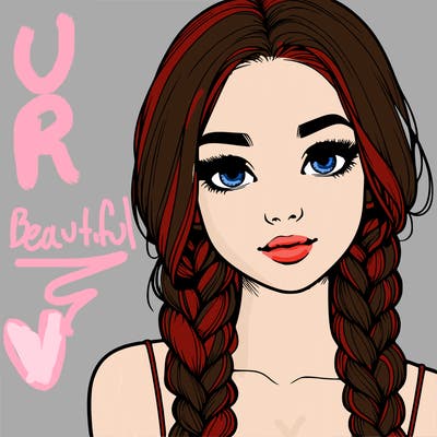 realistic girl with braids
