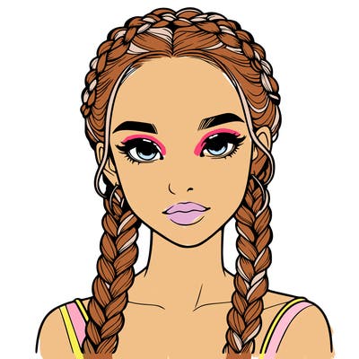 realistic girl with braids