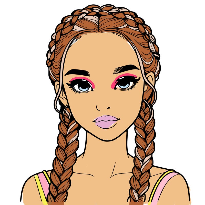 realistic girl with braids
