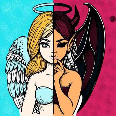 realistic angel half demon