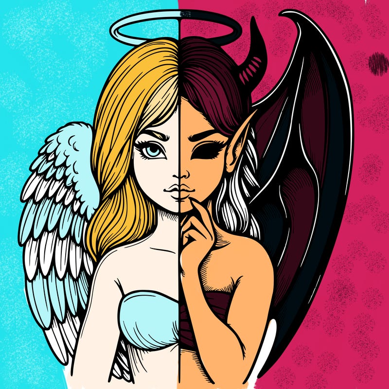 realistic angel half demon