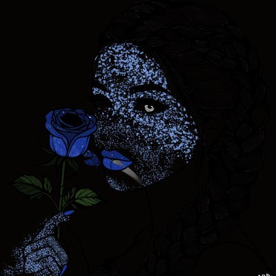 realistic woman with braids holding a single rose