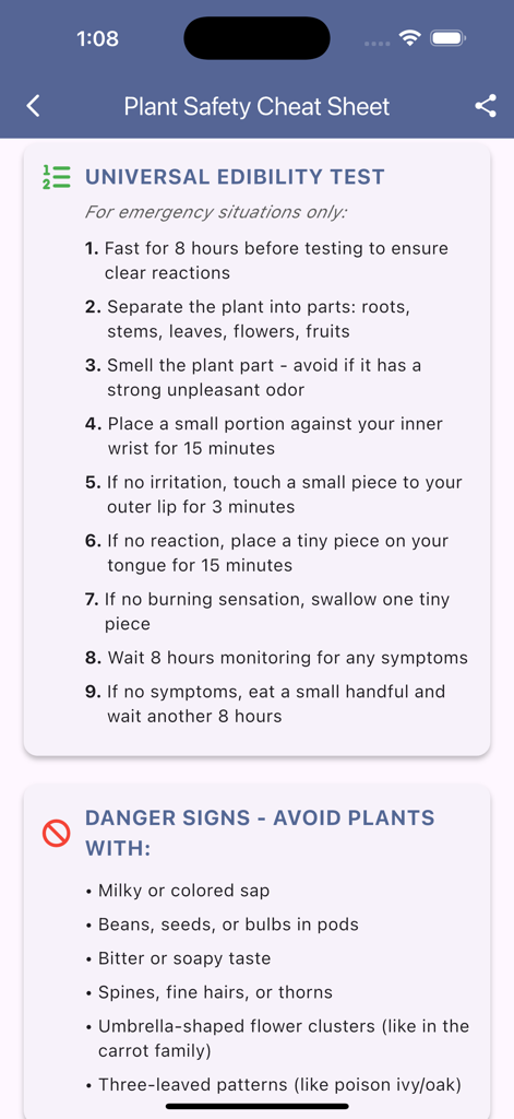 Edible and Poisonous Plants - Universal edibility test and plant danger signs survival guide