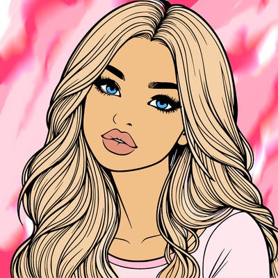 realistic girl with hair on her hair and lips
