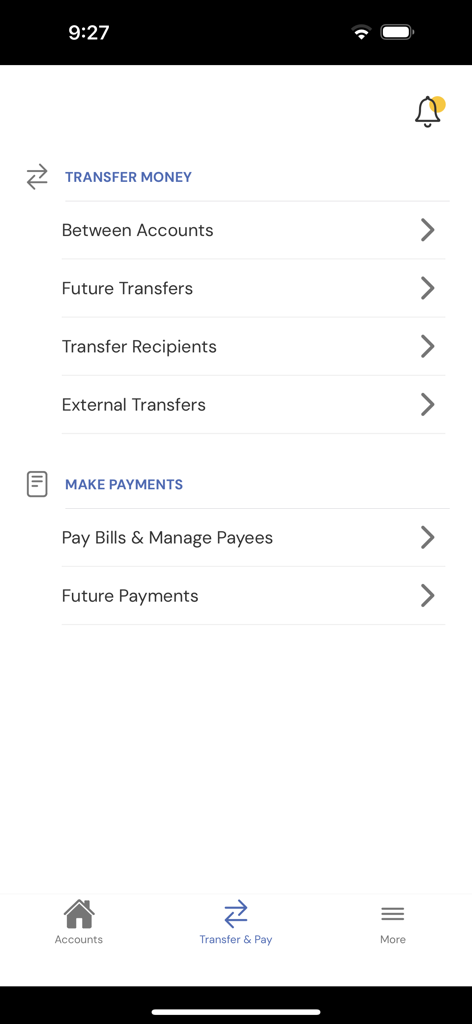 JPCCU iLink - JPCCU iLink mobile app menu for money transfers and bill payments