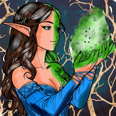 realistic elf girl doing magic