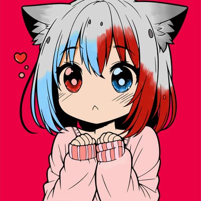 shy anime catgirl