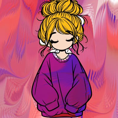 girl with baggy sweatshirt and messy bun