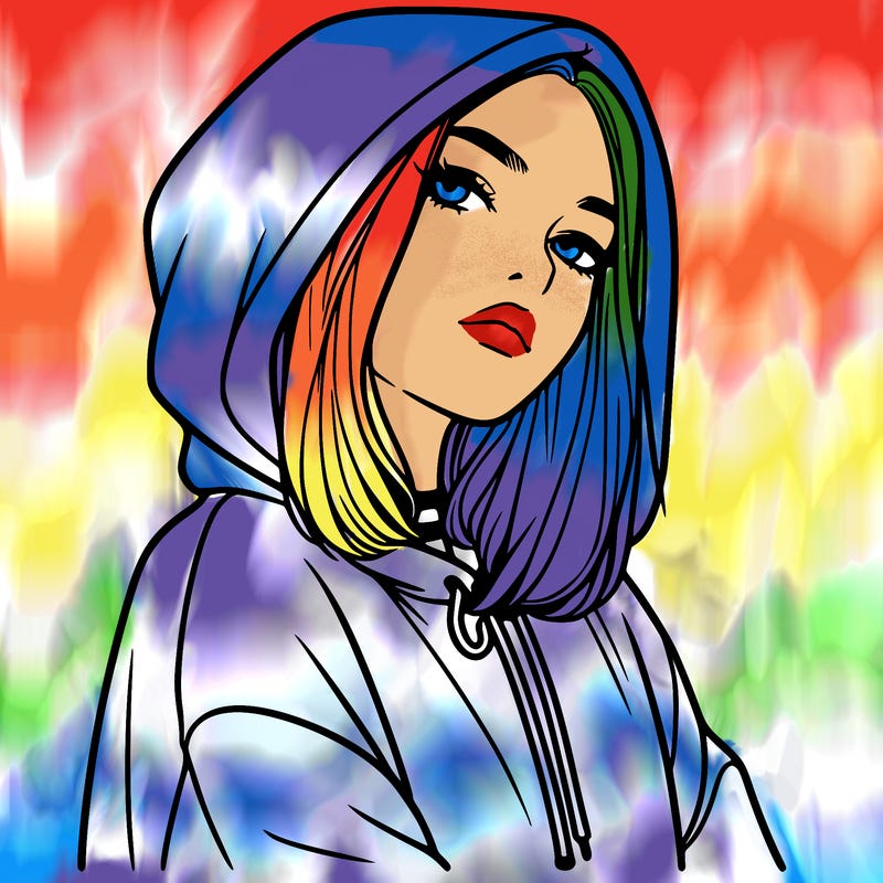 a realistic girl in a hoodie