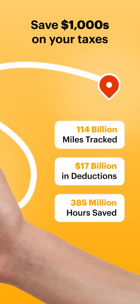 MileIQ: Mileage Tracker & Log - MileIQ app screen displaying statistics on tax deductions and tracked mileage