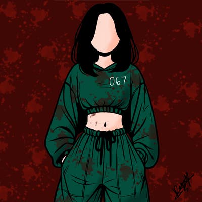 realistic girl faceless with baggy pants and a crop top