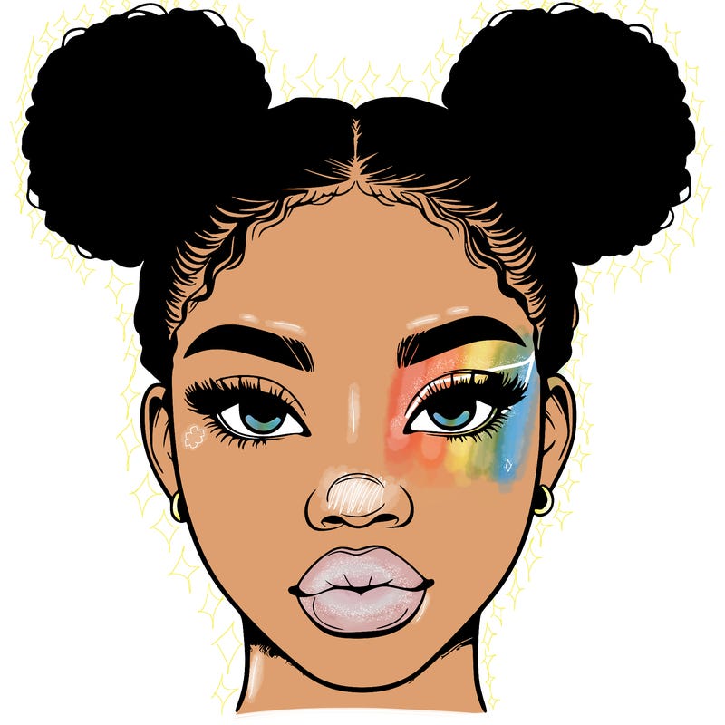 realistic black woman with two buns