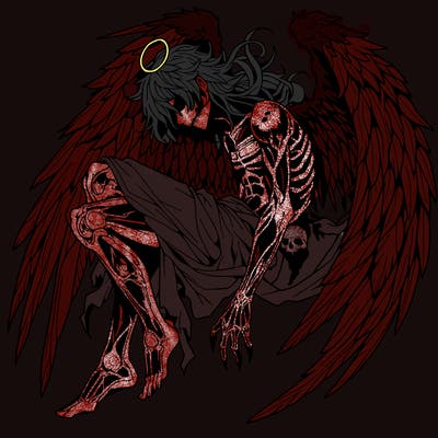 detailed fallen angel anime