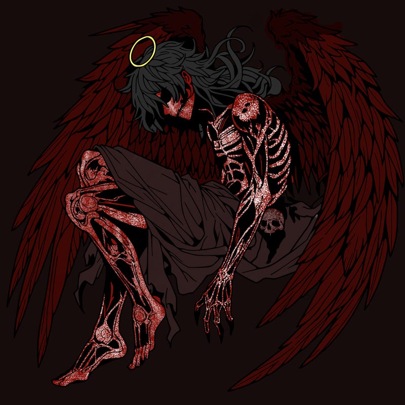 detailed fallen angel anime