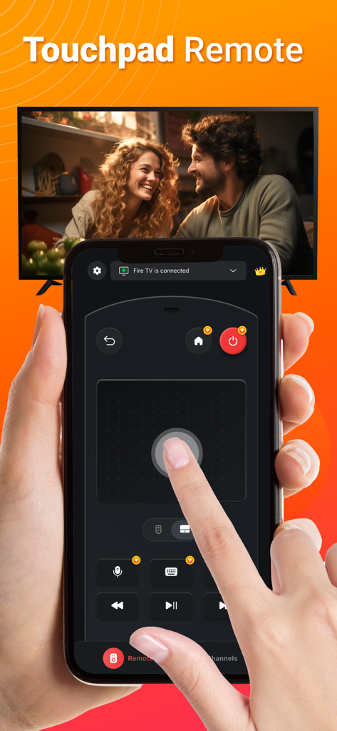 Remote for FireStick and TVアプリのタッチパッド機能を使用してFire TVを操作しているユーザー