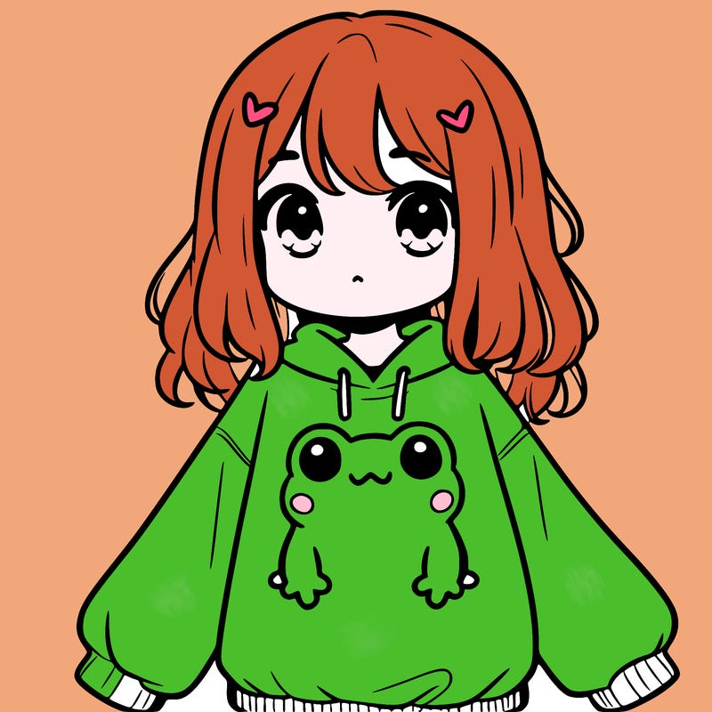 girl wearing frogging sweatshirt
