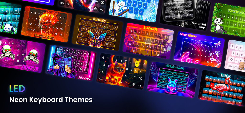 Neon LED Keyboard -RGB & Emoji - Colección de coloridos temas de teclado LED neón y RGB