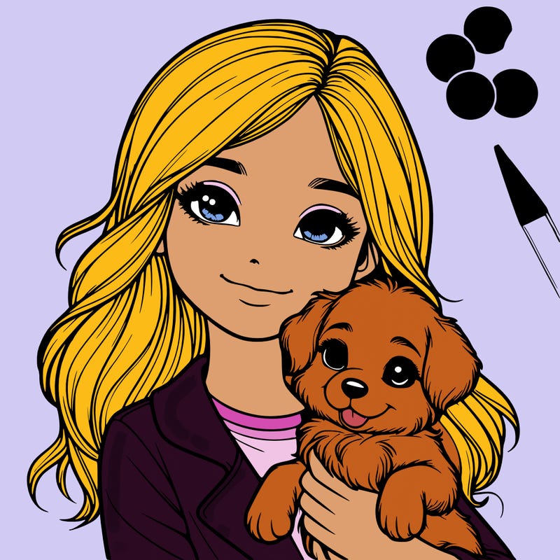 realistic girl holding a cute puppy