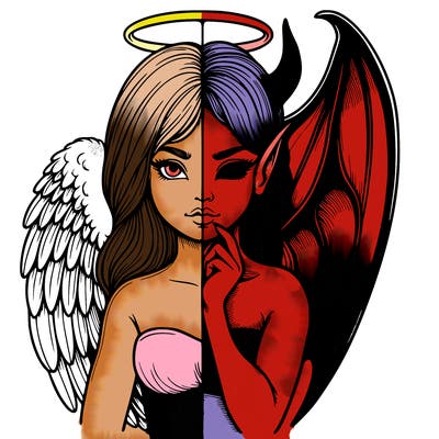 realistic angel half demon