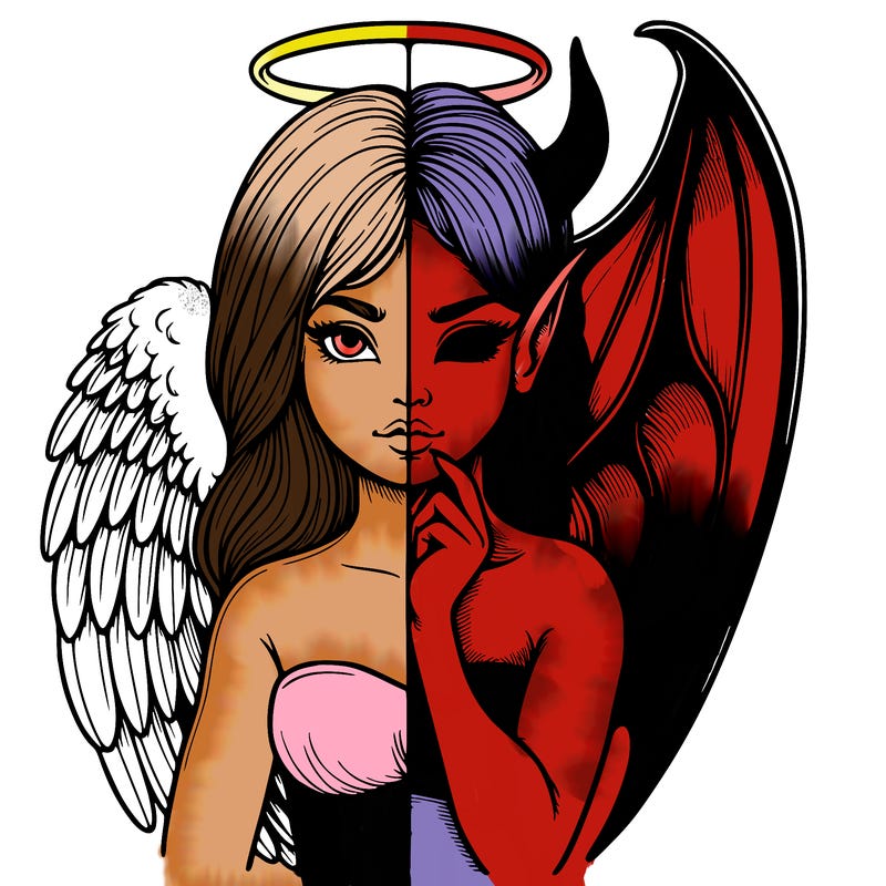 realistic angel half demon