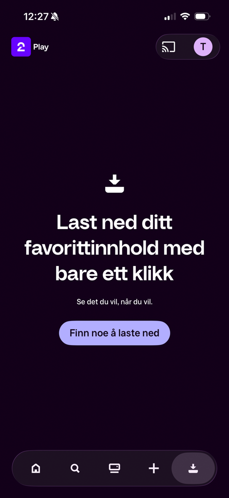 TV 2 Play - Screenshot of the TV 2 Play app download section featuring Norwegian text about offline viewing