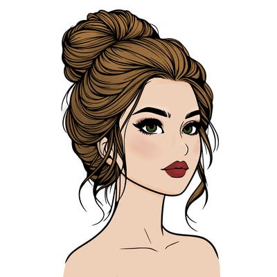 realistic woman with up do